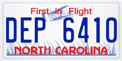 NC license plate DEP6410