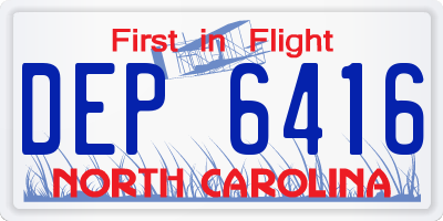 NC license plate DEP6416