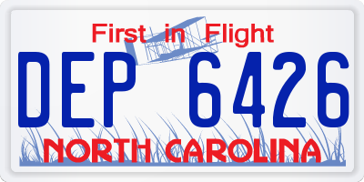 NC license plate DEP6426