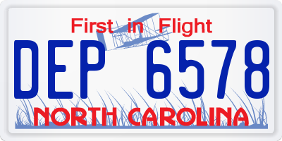 NC license plate DEP6578