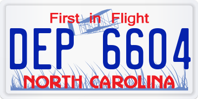 NC license plate DEP6604