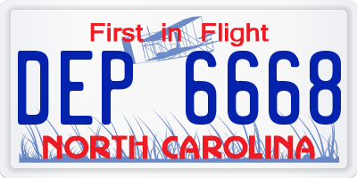 NC license plate DEP6668