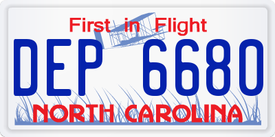 NC license plate DEP6680