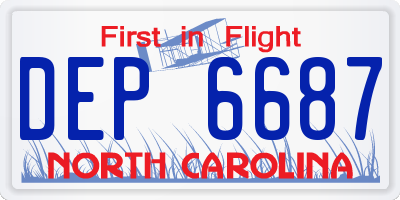 NC license plate DEP6687