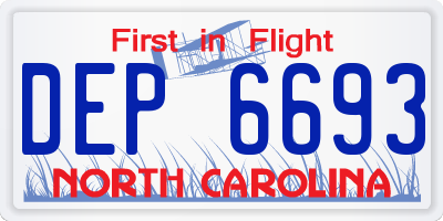 NC license plate DEP6693