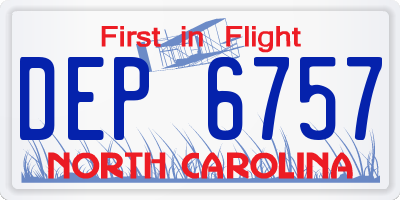 NC license plate DEP6757
