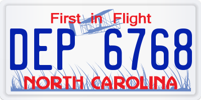 NC license plate DEP6768
