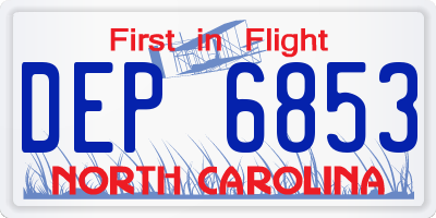 NC license plate DEP6853