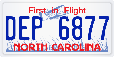 NC license plate DEP6877