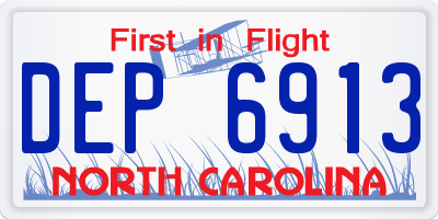 NC license plate DEP6913