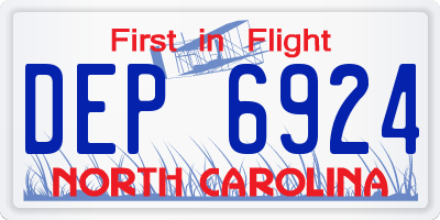 NC license plate DEP6924