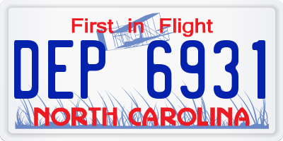 NC license plate DEP6931