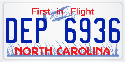 NC license plate DEP6936