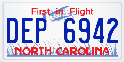 NC license plate DEP6942