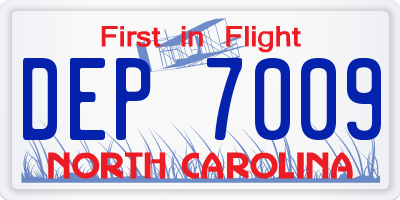 NC license plate DEP7009