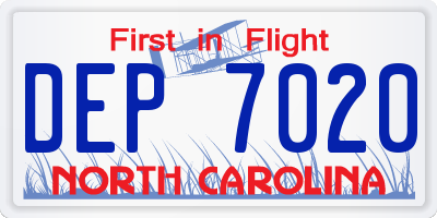 NC license plate DEP7020