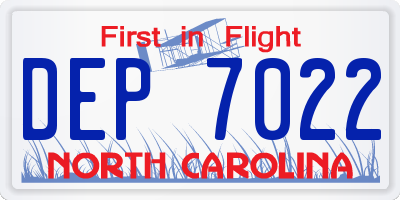 NC license plate DEP7022