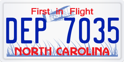 NC license plate DEP7035