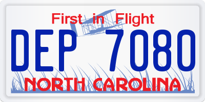 NC license plate DEP7080