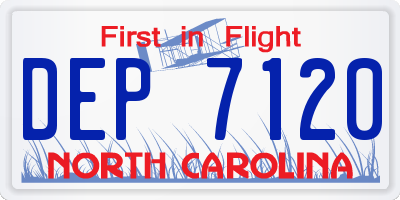 NC license plate DEP7120