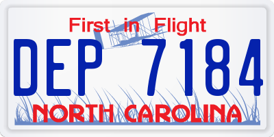 NC license plate DEP7184