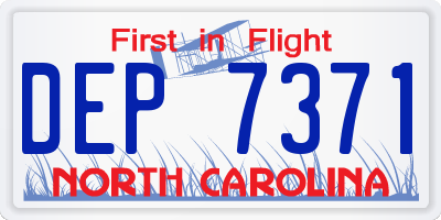 NC license plate DEP7371