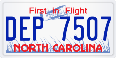 NC license plate DEP7507