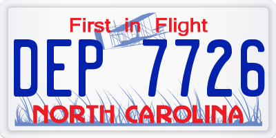 NC license plate DEP7726