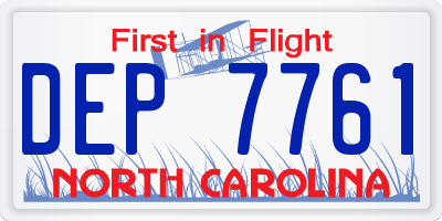 NC license plate DEP7761