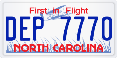 NC license plate DEP7770