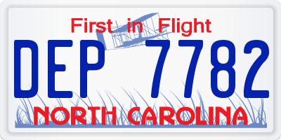 NC license plate DEP7782