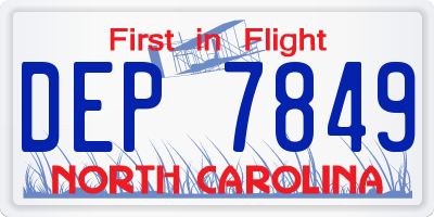 NC license plate DEP7849