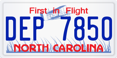 NC license plate DEP7850