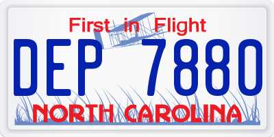 NC license plate DEP7880