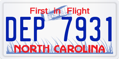 NC license plate DEP7931