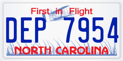 NC license plate DEP7954