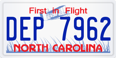 NC license plate DEP7962