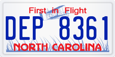 NC license plate DEP8361