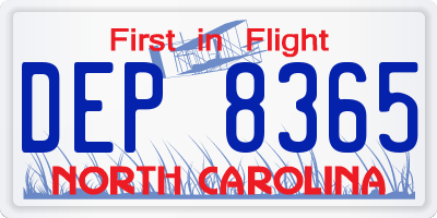 NC license plate DEP8365