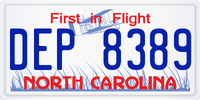 NC license plate DEP8389