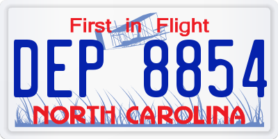 NC license plate DEP8854