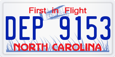 NC license plate DEP9153