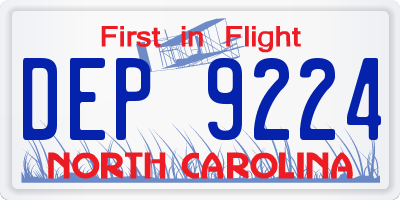 NC license plate DEP9224