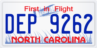 NC license plate DEP9262