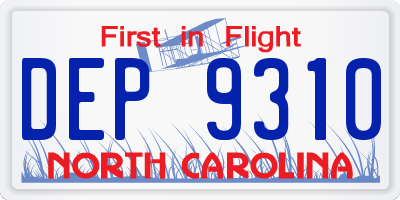 NC license plate DEP9310