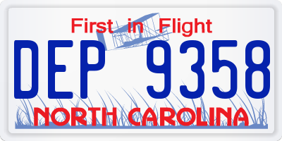 NC license plate DEP9358