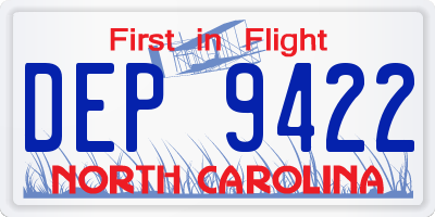 NC license plate DEP9422