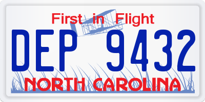 NC license plate DEP9432