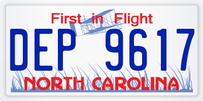 NC license plate DEP9617