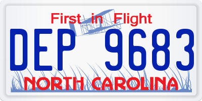 NC license plate DEP9683